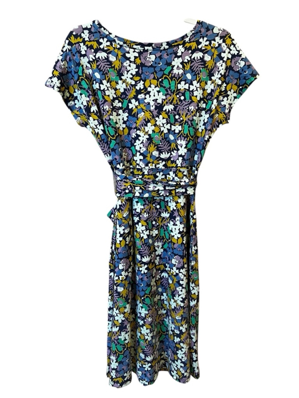 Toad & Co Cue Wrap Short Sleeve Dress Navy Garden Floral Size Small Spring - Picture 4 of 6